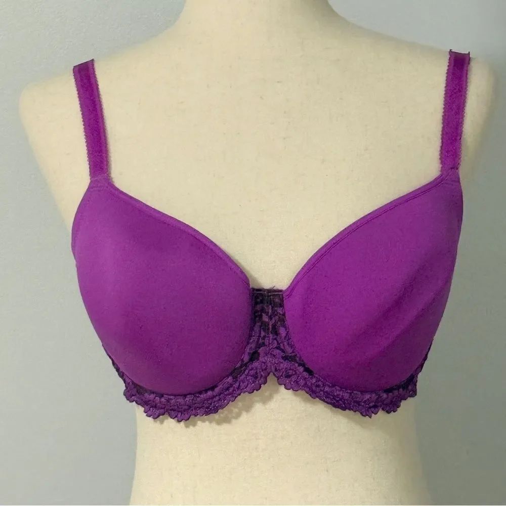 Wacoal Embrace The Lace Bra 36D Purple Black Lace 853191